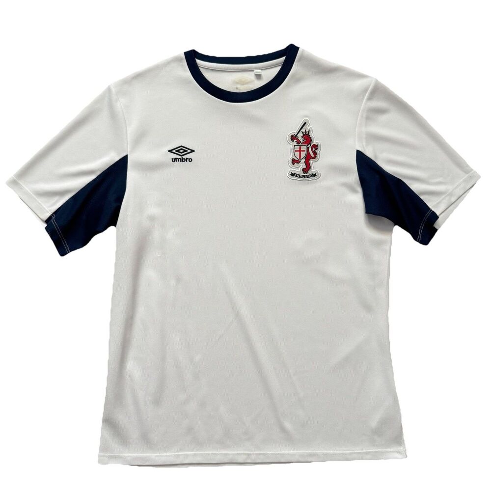 Umbro England Soccer Jersey White Navy Size M Football Shirt